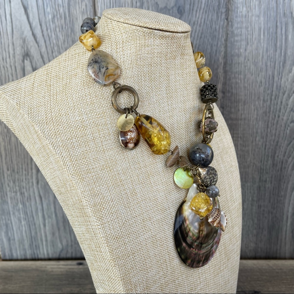 Chico’s Large Shell Pendant Statement Necklace - image 5